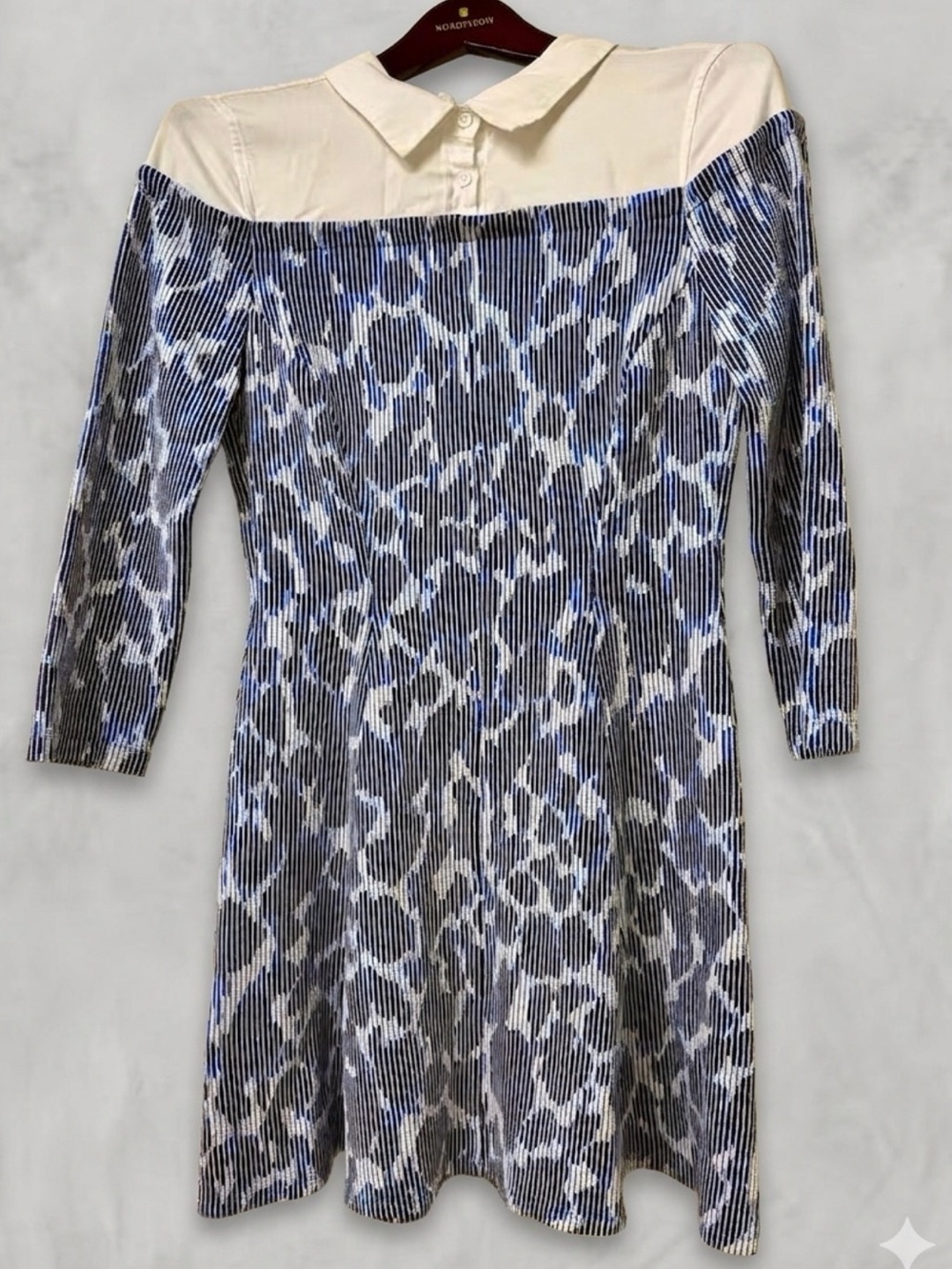 BCBGMAXAZRIA Anerae Preppy Mixed Media Knit Collared Dress S
